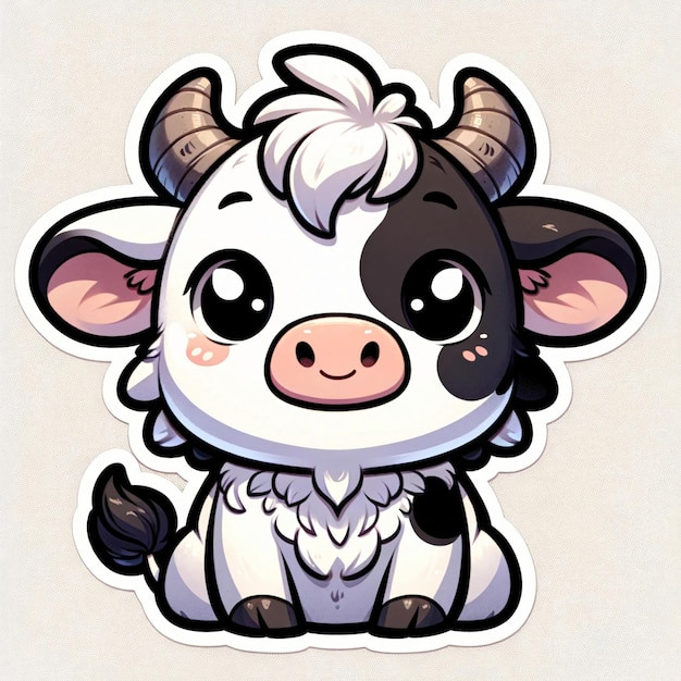 Adorable bebé vaca adhesivo de dibujos animados