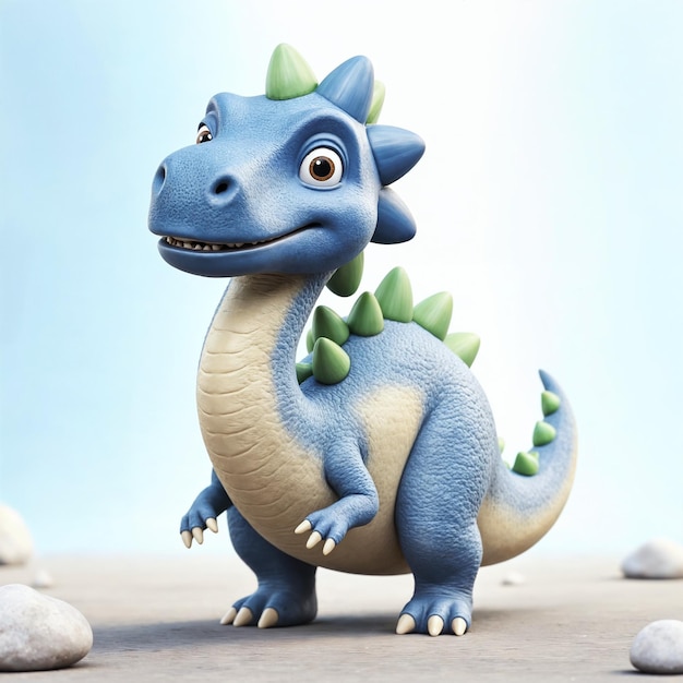 Adorable Blue Cartoon Dragon Illustration