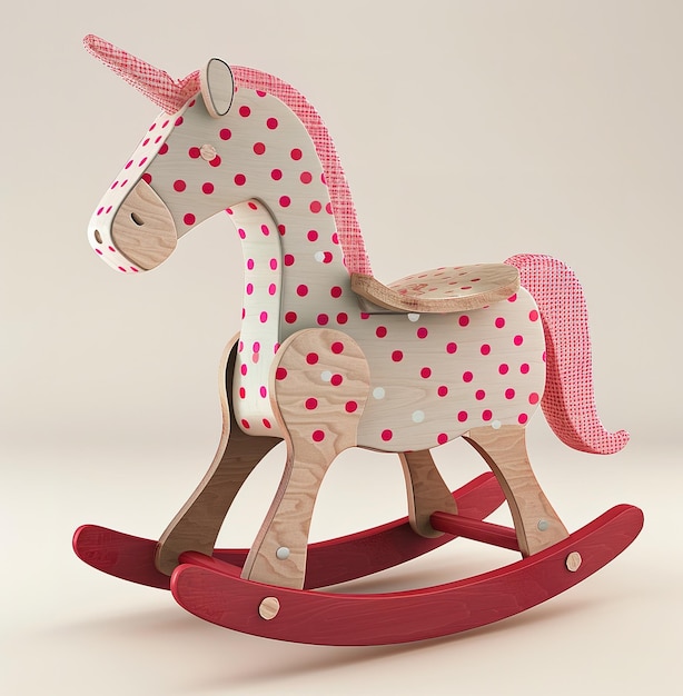 Adorable caballo de balance de madera unicornio decoración de fantasía caprichosa para la habitación de los niños