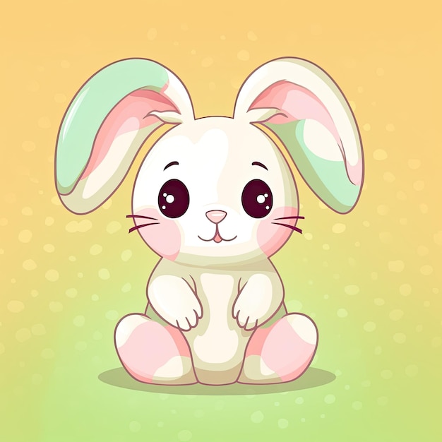 Foto adorable caricatura de conejito de pascua sobre un fondo de color pastel ia generativa