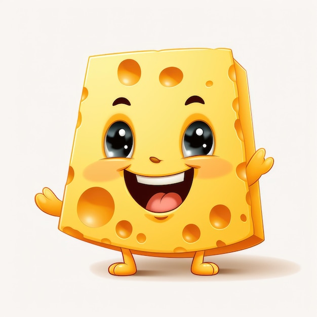 Adorable caricatura de queso Clipart Browneyed HD Ilustración sobre un fondo blanco