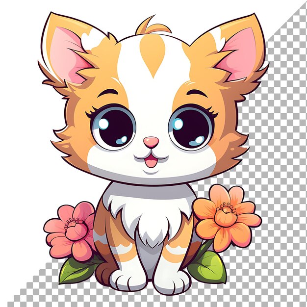 Foto adorable cat with flower clipart kids illustration for t shirt sticker design