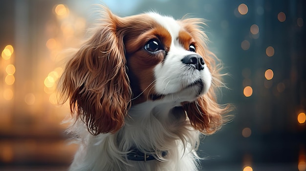 Adorable Cavalier King Charles Spaniel Hund auf weißem Hintergrund KI generiert