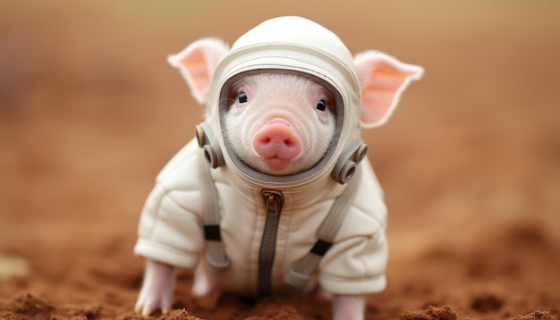 Adorable cerdo espacial con un traje de astronauta explorando las infinitas maravillas de la galaxia