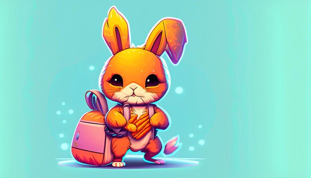 Adorable Conejito Aventura Vector Libre Lindo Conejo Con Bolsa De Zanahoria Icono De Dibujos Animados Ilustración