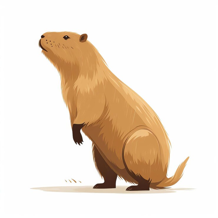 Foto adorable dibujado vectorial de silueta de capibara en vista lateral a toda altura