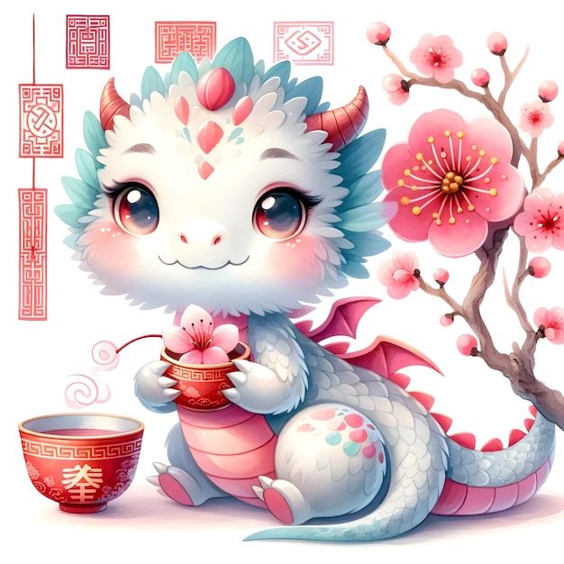 El adorable dragón celebra la tradicional fiesta china
