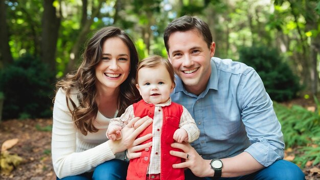 Foto adorable familia feliz juntos