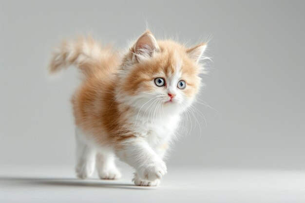 Un adorable gatito de jengibre con grandes ojos curiosos