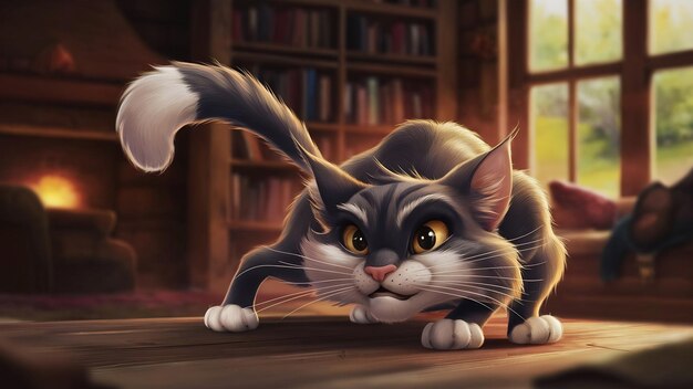 Adorable gatito que parece querer cazar