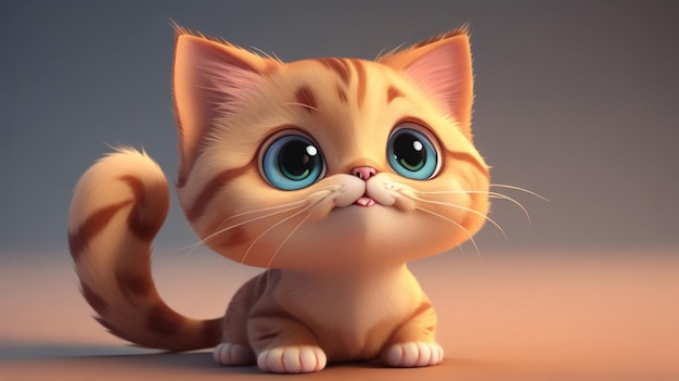 El adorable gato de dibujos animados en 3D