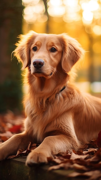 Adorable Golden Retriever Cautivante Disparo De Enfoque