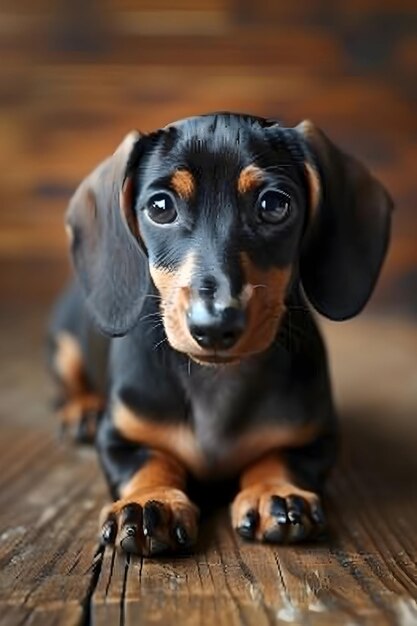 Adorable y gracioso cachorro de Dachshund con orejas largas