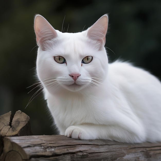 Una adorable IA generativa de gato blanco