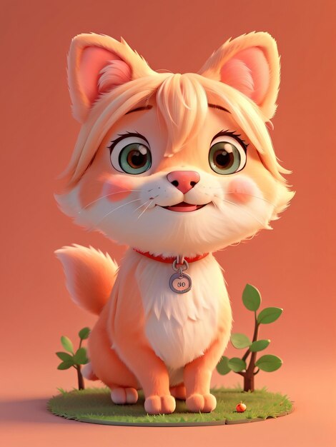 Adorable ilustración de animales de dibujos animados en 3D Encantador, vibrante y juguetón