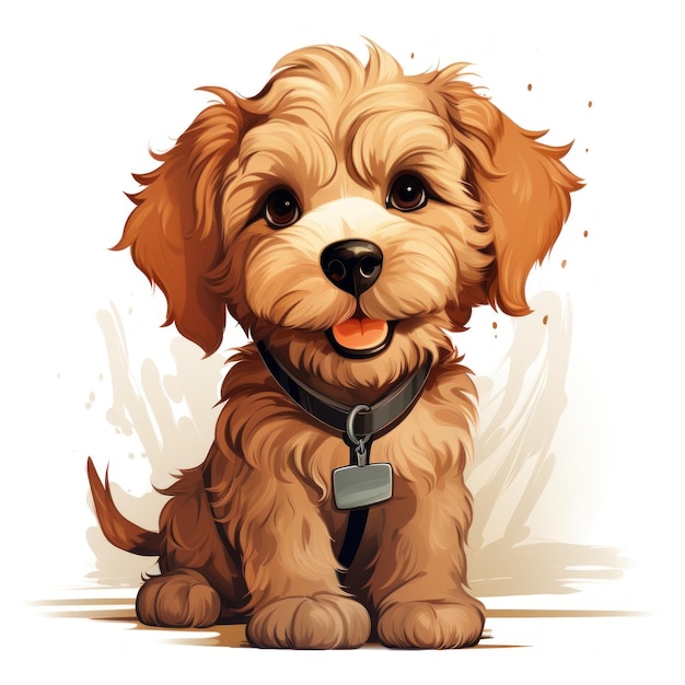 Adorable ilustración de dibujos animados de Goldendoodle para un libro para niños pequeños generado por IA