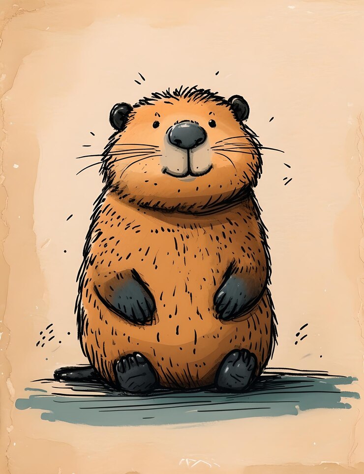 Foto adorable ilustración de dibujos animados de la nutria marrón para papel tapiz y fondos de la mejor calidad exquisita