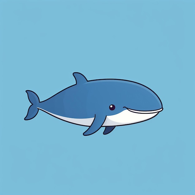 Adorable ilustración vectorial de la ballena azul para el icono de la aplicación