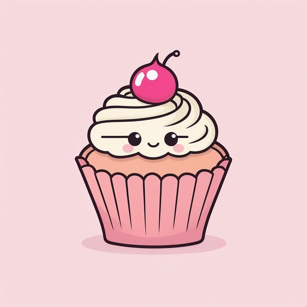 Foto adorable ilustración vectorial de cupcake para el icono de la aplicación