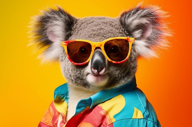Adorable koala con gafas de sol IA generativa