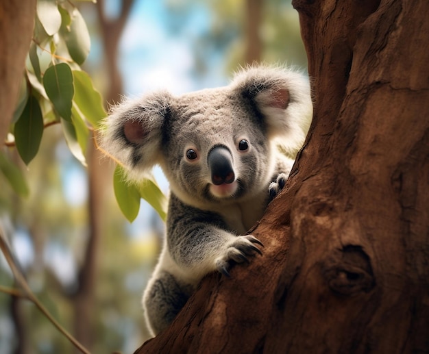 Adorable koala posado en un árbol IA generativa