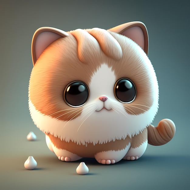 adorable y lindo gato gordito render 3d