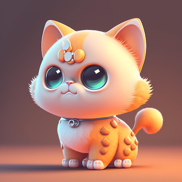 adorable y lindo gato gordito render 3d