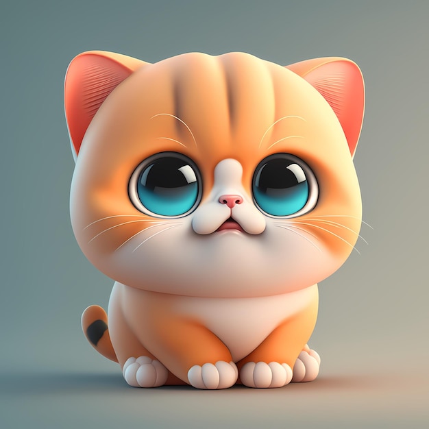 adorable y lindo gato gordito render 3d