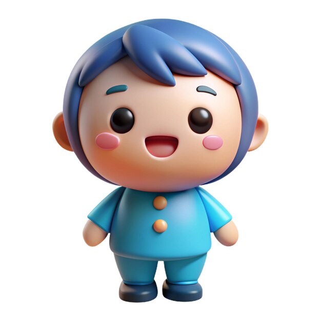 Adorable mascota de niño kawaii chibi en estilo de dibujos animados vectorial con características lindas y encantadoras