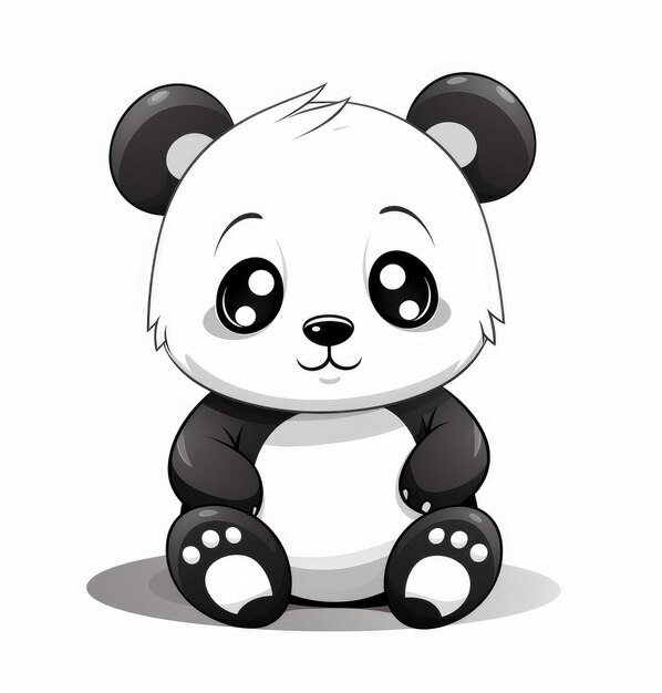 Adorable oso panda blanco y negro con ojos expresivos en la naturaleza IA generativa