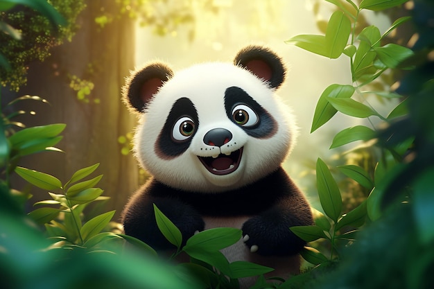 El adorable panda aislado en la jungla