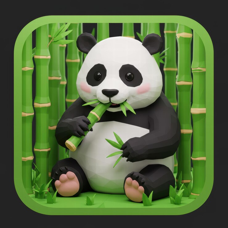 Foto el adorable panda comiendo bambú