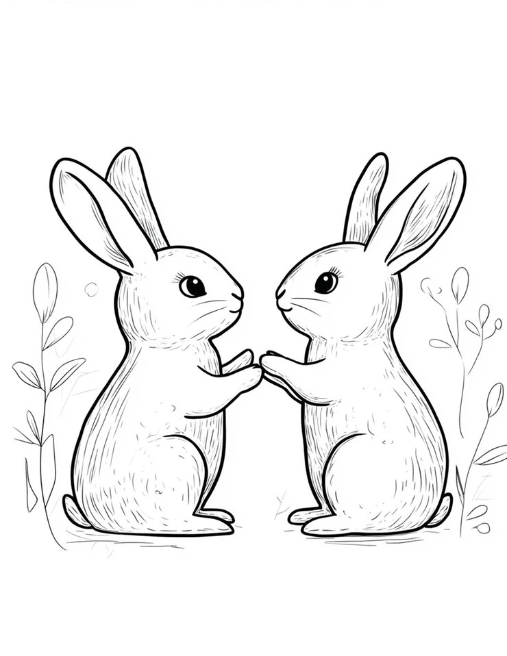 Foto la adorable pareja de conejitos