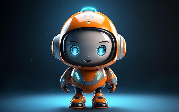 Adorable pequeño diseño de personaje robot en un fondo aislado