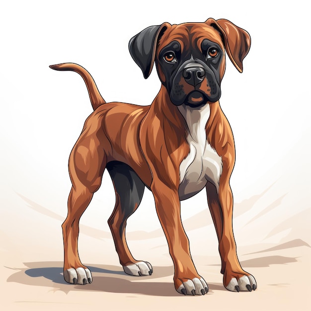 Adorable perro boxer de estilo de dibujos animados para imágenes prediseñadas de libro para niños pequeños Generado por IA