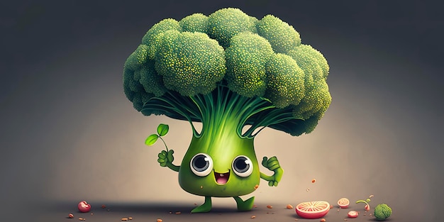 Adorable personaje animado de brócoli