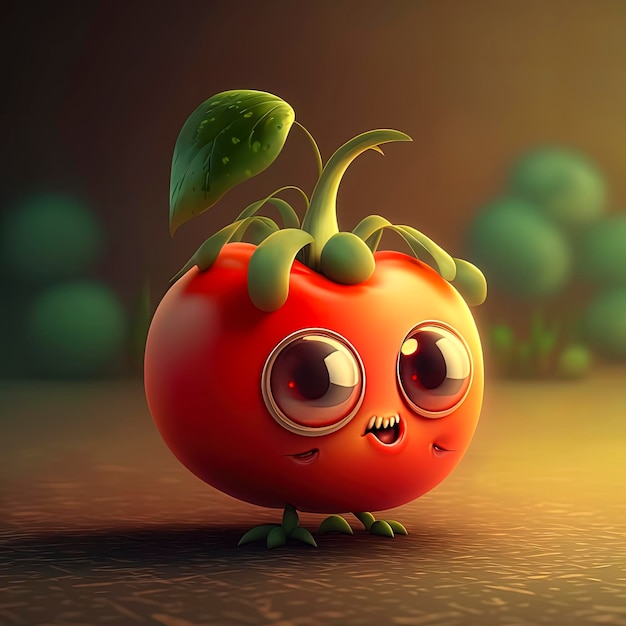 Adorable personaje animado de tomate