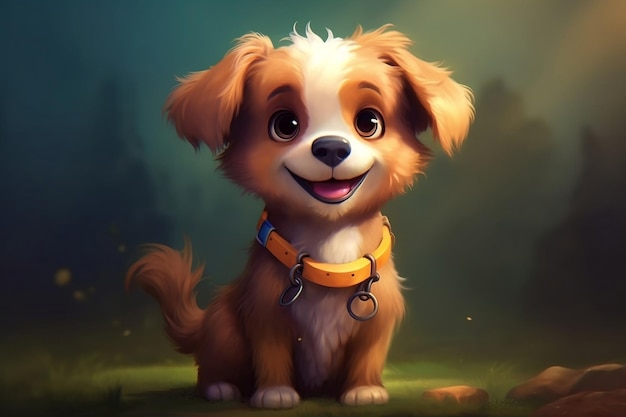 Adorable personaje canino AI