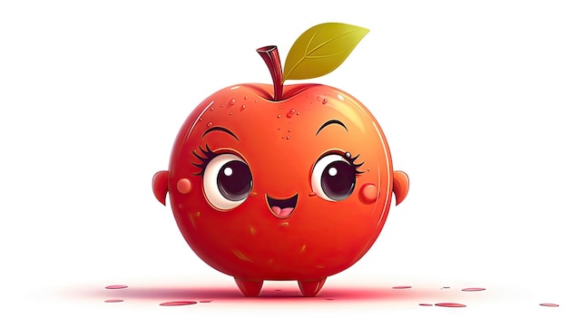 Adorable personaje de dibujos animados de Apple con una expresión juguetona