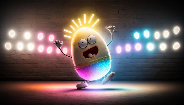 Adorable personaje de huevo de Pascua en 3D bailando AI generativo