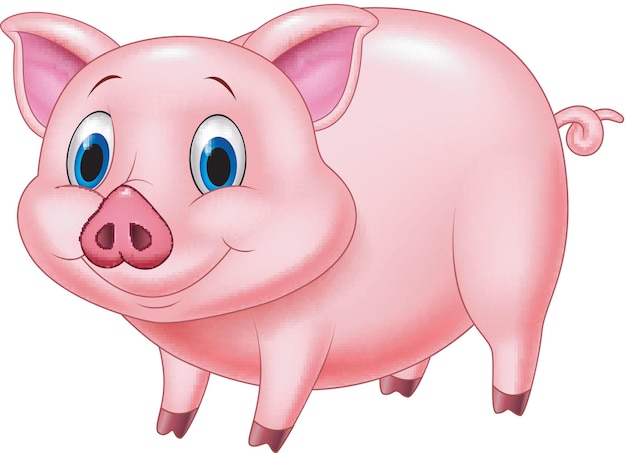 Adorable Pink Cartoon Pig Smiling