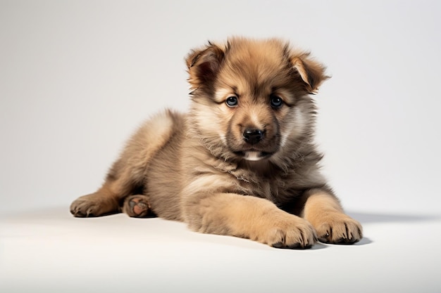 Adorable primer plano de lobo de peluche aislado generativo Ai