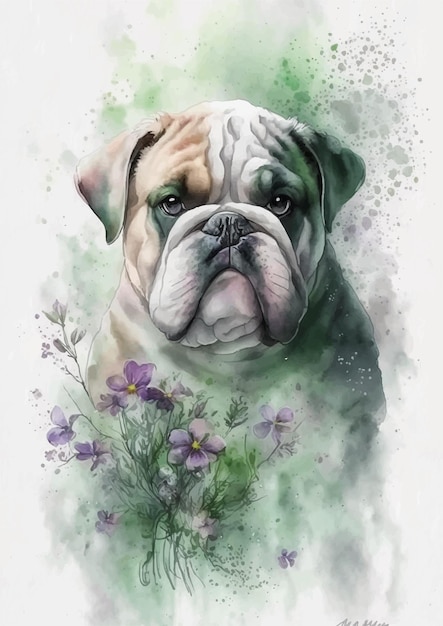 Adorable Pug Dog Watercolor Vector para amantes de las mascotas