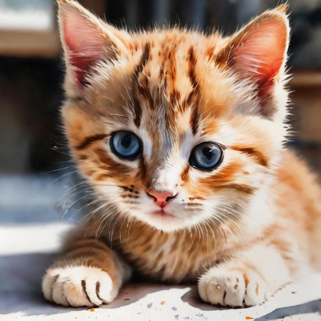 Adorable retrato de gato doméstico con bigotes