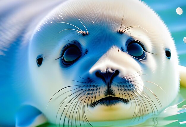 Foto la adorable sonrisa de un bebé foca de cerca