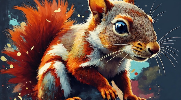 Adorable Squirrel Portrait with Vibrant Fur and Whiskers