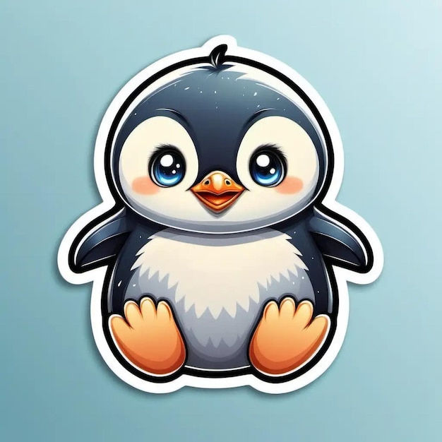 Adorable StickerStyle Baby Penguin con diseño ultra detallado Un bebé lindo estilo de pegatina de pingüino ult
