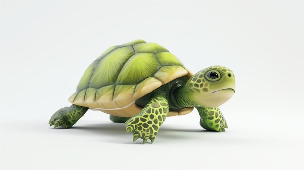 Adorable tortuga 3D con una expresión amigable perfecta para agregar un toque de dulzura a cualquier proyecto Sus detalles intrincados y texturas realistas la hacen sobresaliente