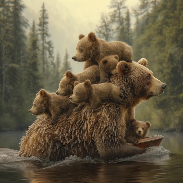 Foto adorables familias de osos polares