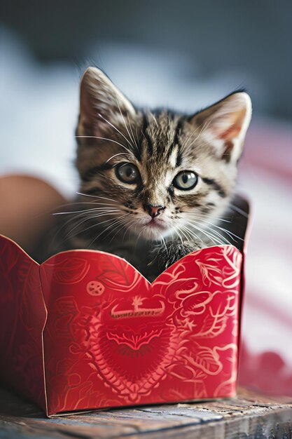 Foto los adorables gatos de las patas difieren el amor con la magia de san valentín